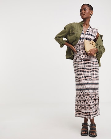 Soft Touch Jersey Midi Dress With Zip Front
