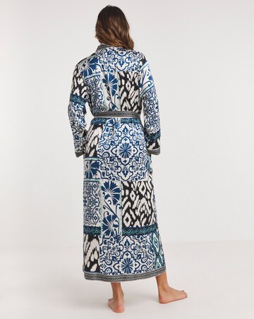 Stretch Satin Kimono Tie Gown