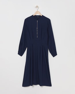 Midi Shirt Dress With Quarter Front Zip