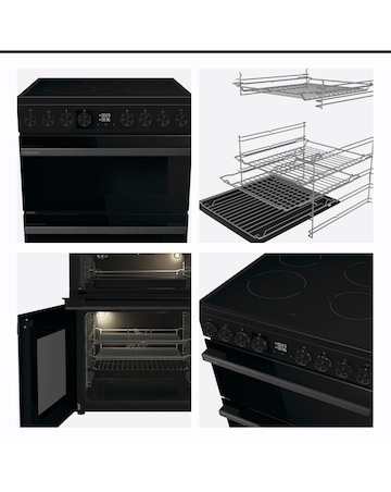 Hisense HDCEC6C20B 60cm Electric Double Cooker - Black