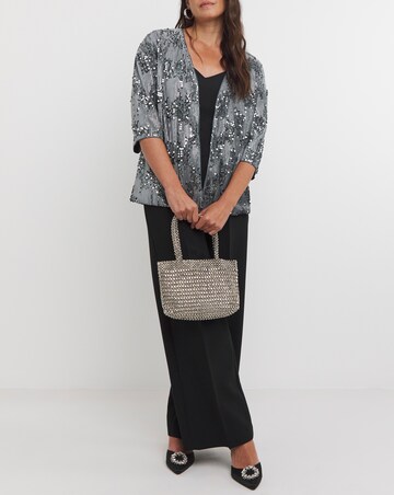 Grey Sequin Velvet Kimono