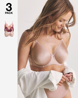 Pretty Secrets (3 Pack) Moulded Full Cup Wired Bras (B-E) Brown Multi