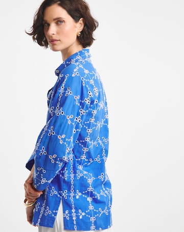 Pure Cotton Contrast Broderie Shirt