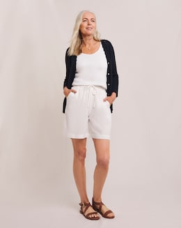 Julipa White Linen Mix Shorts