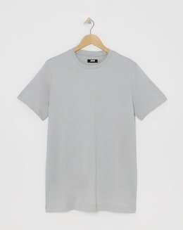 Premium Mercerised Supima Cotton T-Shirt Long Length- Steel Grey