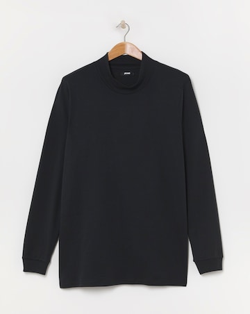 Long Sleeve Jersey Turtle Neck Long Length-Black