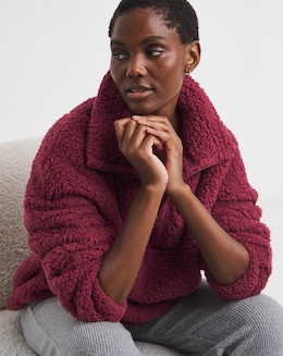 Pretty Secrets Quarter Zip Fleece Snuggle Top Burgundy