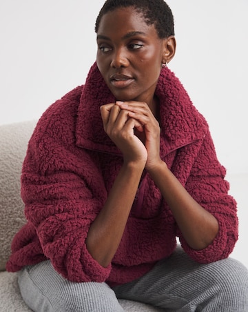 Pretty Secrets Quarter Zip Fleece Snuggle Top Burgundy
