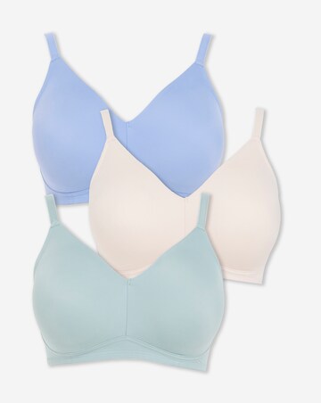 Pretty Secrets (3 Pack) Claire Micro Moulded Full Cup Non Wired Bras (B-E) Blue