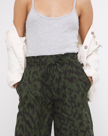 Animal Pull On Linen Mix Wide Leg Culotte