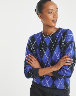 Crew Neck Argyle Jumper