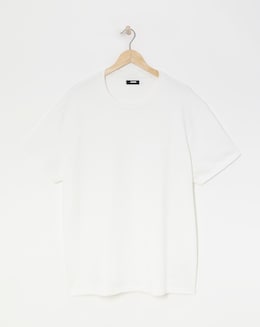 Textured Crew Neck T-Shirt- Ecru