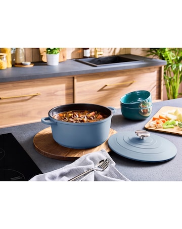 Morphy Richards Cast Aluminium 24cm Blue Casserole Dish