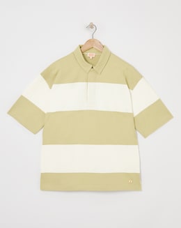 Armor Lux Striped Pale Olive Rugby Polo - Pale Olive
