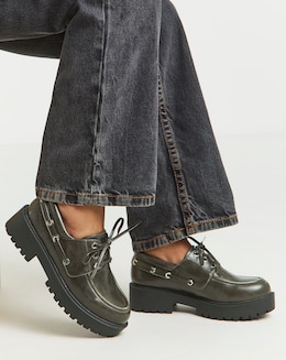 Link Chunky Lace Up Boat Shoes - Wide Fit (E)