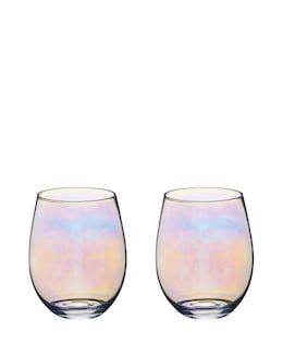 BarCraft Set of Two Iridescent Glass Tumblers