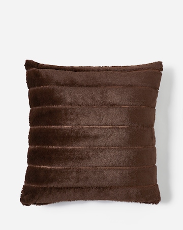Large Ribbed Faux Fur Cushion