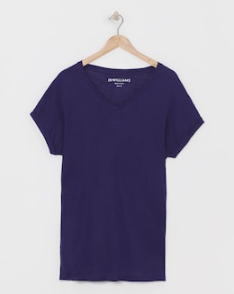 Indigo V Neck Short Sleeve Longline Top