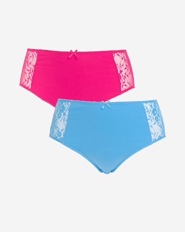 Pretty Secrets (2 Pack) Cotton Lace Full Fit Brief Knickers Pink/Blue
