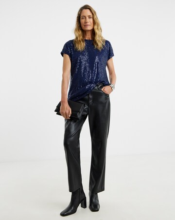 Sequin Longline Curved Hem Top