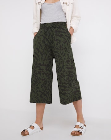 Animal Pull On Linen Mix Wide Leg Culotte