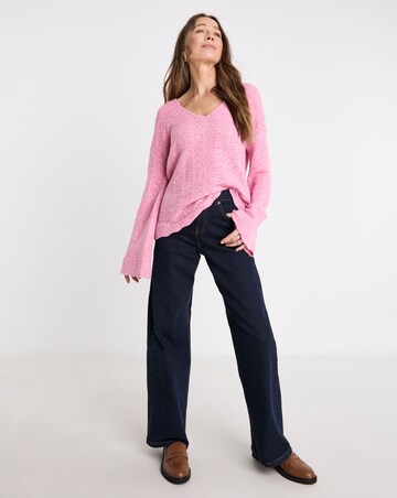 Pink Flute Sleeve Pointelle Top