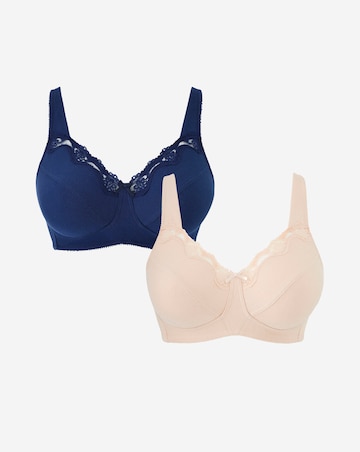 Pretty Secrets 2 Pack Non Wired Cotton Rich Bras B-G Navy/Blush