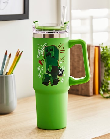 Minecraft Green 900ml Insulated Cup and Straw
