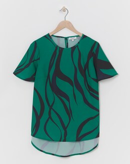 Printed Short Sleeved Woven Top