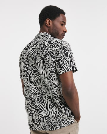 Mono Palm Print Revere Collar Shirt