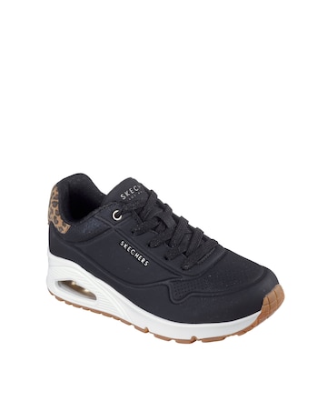 Skechers Uno Trainers With Leopard Back Standard Fit