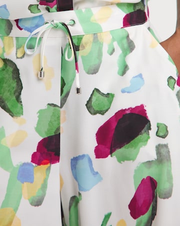 Printed Textured Wide Leg Trousers