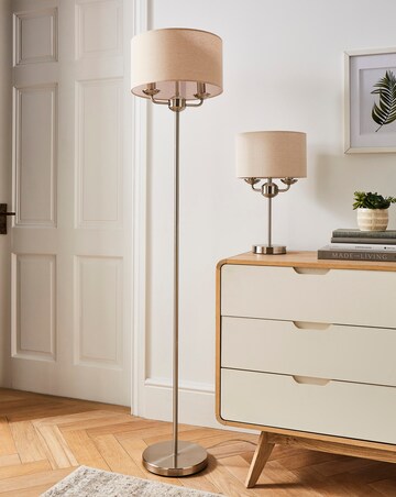 Fulford Brushed Silver & Linen Shade Floor Lamp