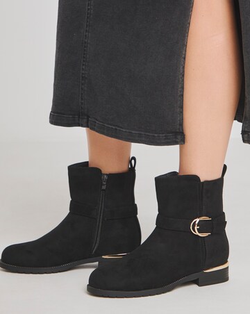 Heavenly Soles Indi Ankle Boots With Buckle Strap - Extra Wide Fit (EEE)