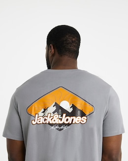 Jack &amp; Jones Mine Back Graphic T-Shirt - Grey