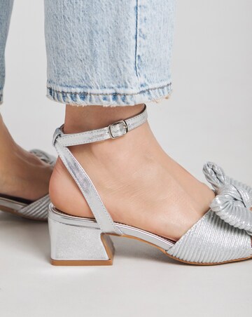 Isla Plisse Bow Low Heel Occasion Sandals Wide E Fit