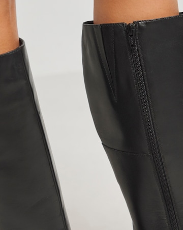 Heavenly Soles Velma Leather Knee High Boots - Wide Fit (E) & Super Curvy Calf