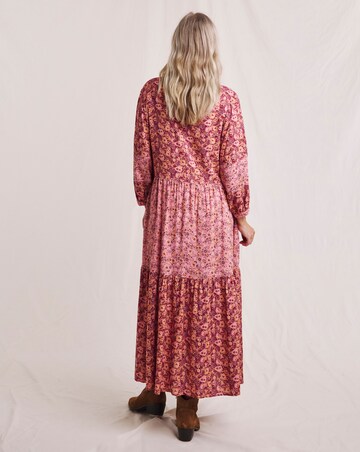 Julipa Tiered Mix Print Midi Dress