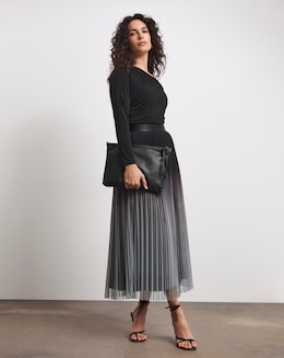 Joanna Hope Mesh Pleated Skirt
