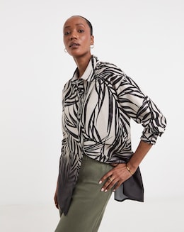 Printed Textured Long Sleeve Shirt