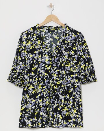 Printed Frill Trim Top