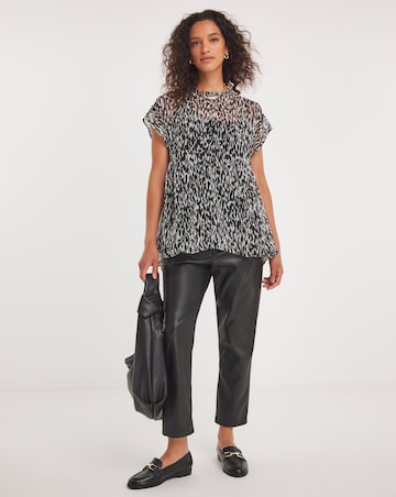Mono Print Sheer Smocked Top With Cami