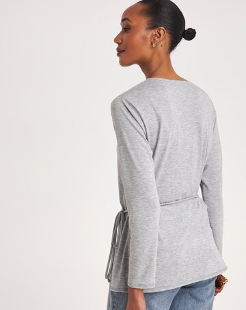 Grey 2 in 1 Long Sleeve Wrap Top