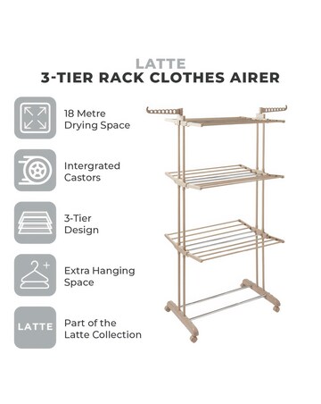 Tower 3 Tier Garment Rack Latte