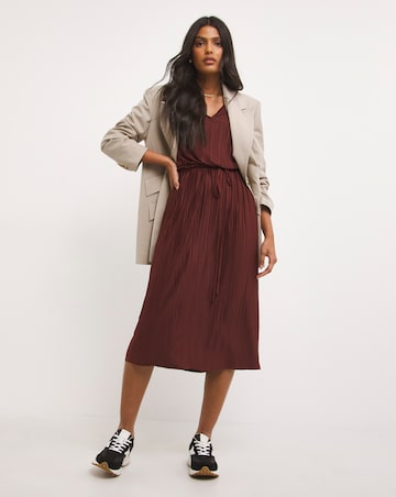 Burgundy Jersey Plisse Dress