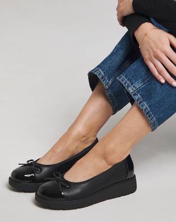 Heavenly Soles Josie Low Wedge Ballerina Shoe Wide E Fit