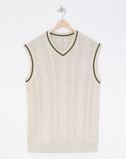 Stone Cable Knitted Sweater Vest