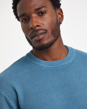 Blue Pigment Dyed Slouch Knitted Jumper