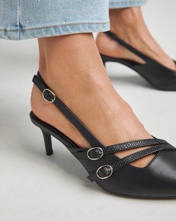 Montana Buckle Detail Kitten Heel Slingbacks - Extra Wide Fit (EEE)
