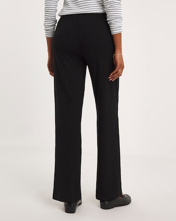 Black Pull On Stretch Jersey Straight Leg Trousers